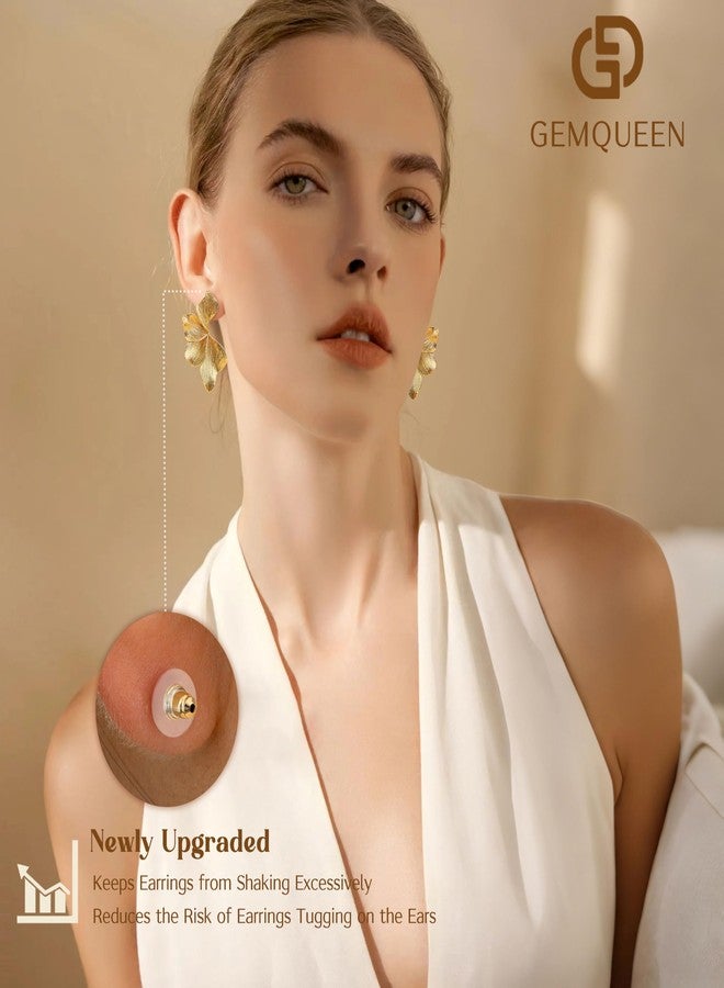GEMQUEEN 925 Sterling Silver Post Statement Flower Earrings for Women Trendy : 14K Gold Plated Unique Dangle Earrings Hypoallergenic Stud Drop Earring Large Floral Chunky Women's Jewelry - Image 3